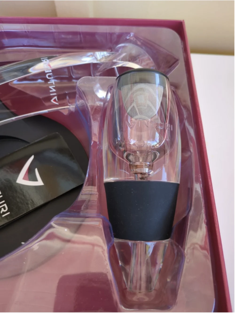 Vinturi Red Wine Aerator Tower Set With Stand And Filter, Black Color